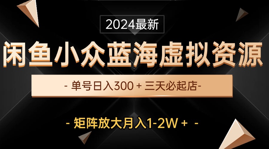 (10336期)最新闲鱼小众蓝海虚拟资源,单号日入300+,三天必起店,矩阵放大月入1-2W-百盛轻创