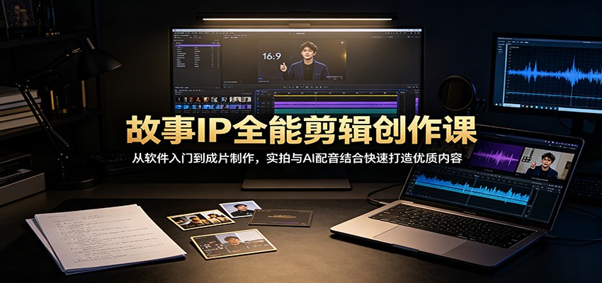 故事IP全能剪辑创作课:从软件入门到成片制作,实拍与AI配音结合快速打造优质内容-百盛轻创