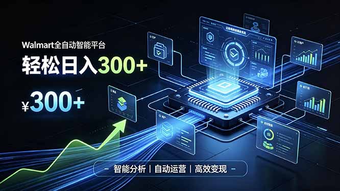 Walmart全自动智能平台，轻松日入300+一站式跨境智能运营工具。无需复杂实操-百盛轻创