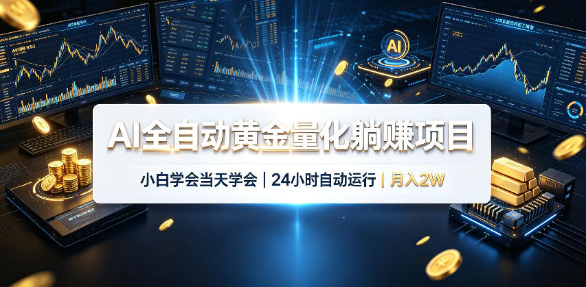 AI全自动黄金量化躺賺项目，24小时自动运行，月入2W！-百盛轻创