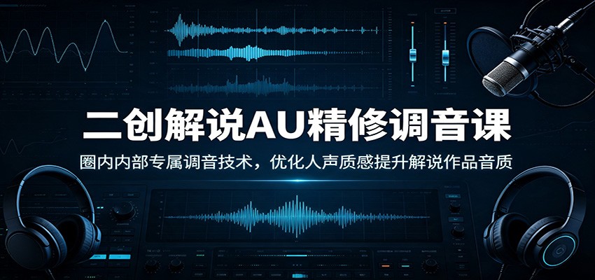 二创解说AU精修调音课：圈内内部专属调音技术，优化人声质感提升解说作品音质-百盛轻创