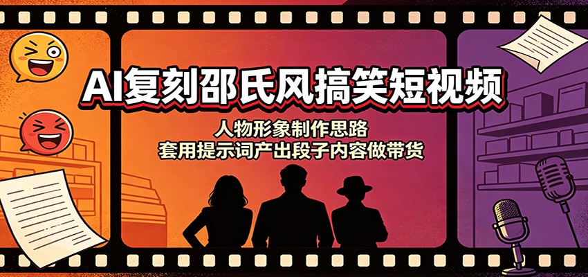 AI复刻邵氏风搞笑短视频：人物形象制作思路，套用提示词产出段子内容做带货-百盛轻创