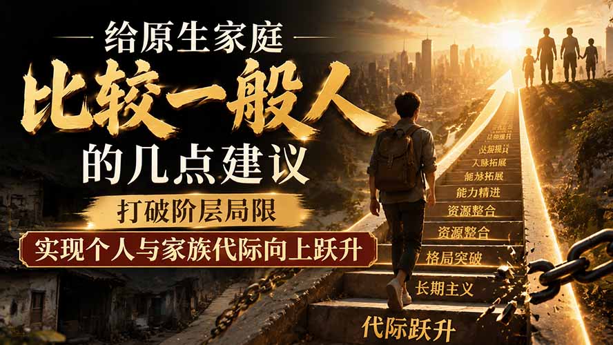 付费文章：给原生家庭比较一般人的几点建议，打破阶层局限，实现个人与家族代际向上跃升-百盛轻创
