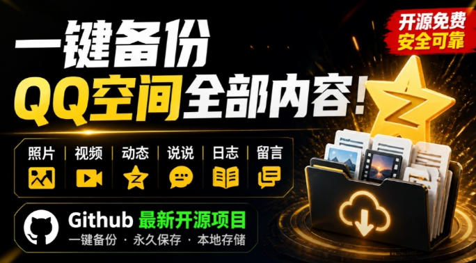 一键将你QQ空间全部内容备份下来!照片/视频/动态信息全存本地,Github最新开源项目QzoneArchive-百盛轻创