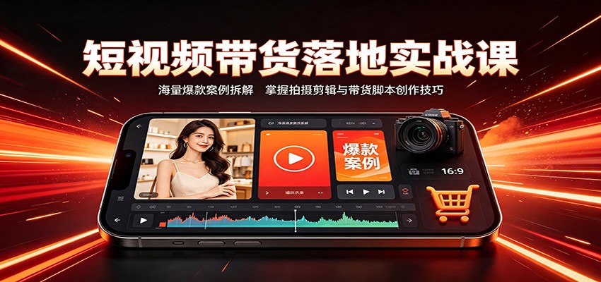 短视频带货落地实战课:海量爆款案例拆解,掌握拍摄剪辑与带货脚本创作技巧-百盛轻创