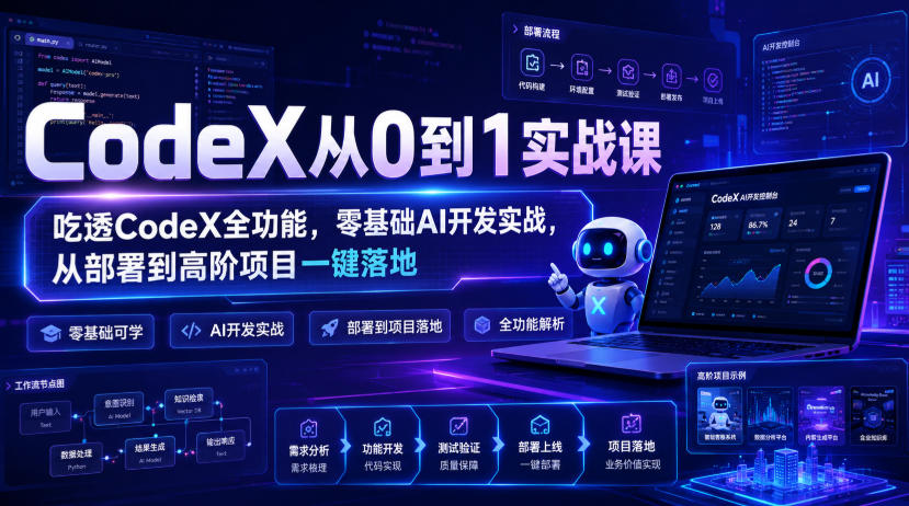 CodeX从0到1实战课,吃透CodeX全功能,零基础AI开发实战,从部署到高阶项目一键落地-百盛轻创