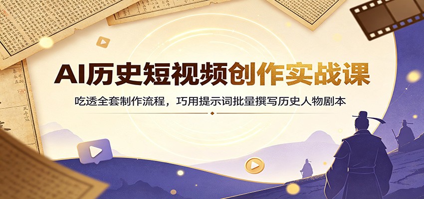 AI历史短视频创作实战课：吃透全套制作流程，巧用提示词批量撰写历史人物剧本-百盛轻创