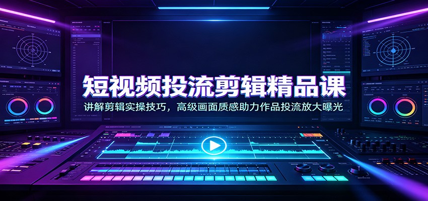 短视频投流剪辑精品课:讲解剪辑实操技巧,高级画面质感助力作品投流放大曝光-百盛轻创