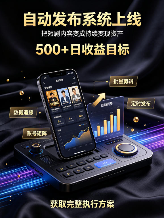 还在找靠谱线上副业？快手短剧项目，全程自动发布内容，不用熬夜做视频，轻松日入500+【揭秘】-百盛轻创