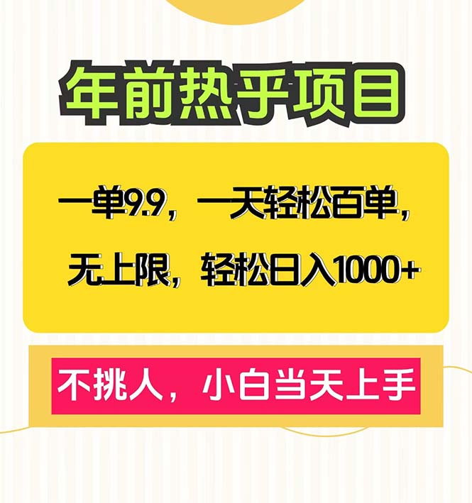 一单9.9，一天百单无上限，不挑人，小白当天上手，轻松日入1000+-百盛轻创