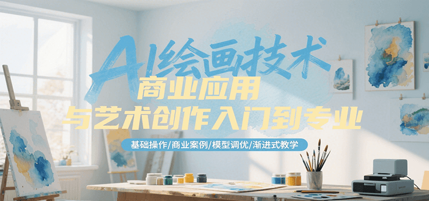 AI绘画技术商业应用与艺术创作入门到专业，基础操作/商业案例/模型调优/渐进式教学-小艾项目网