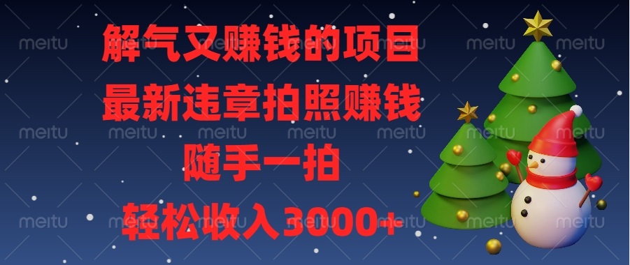 解气又赚钱的项目，最新违章拍照赚钱，随手一拍，轻松收入3000+-百盛轻创