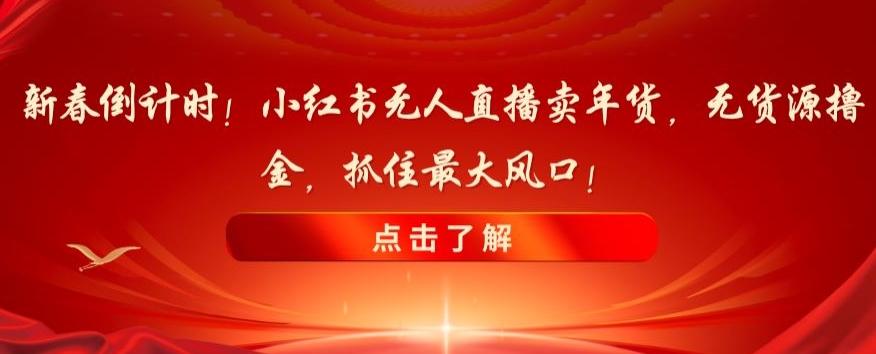 新春倒计时！小红书无人直播卖年货，无货源撸金，抓住最大风口【揭秘】-百盛轻创
