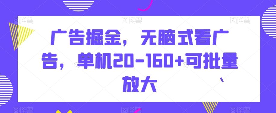 广告掘金，无脑式看广告，单机20-160+可批量放大【揭秘】-百盛轻创