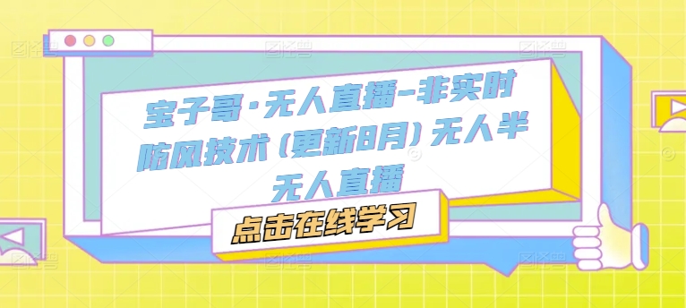 宝子哥·无人直播-非实时防风技术(更新25年7月)无人半无人直播-小艾项目网
