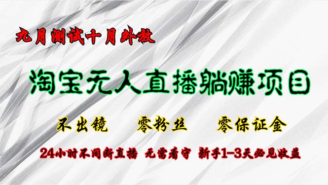 淘宝无人直播最新玩法，九月测试十月外放，不出镜零粉丝零保证金，24小…-小艾项目网