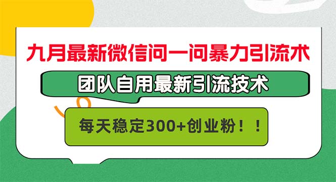 九月最新微信问一问暴力引流术，团队自用引流术，每天稳定300+创...-小艾项目网