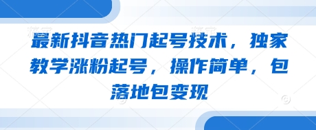 最新抖音热门起号技术，独家教学涨粉起号，操作简单，包落地包变现-小艾项目网