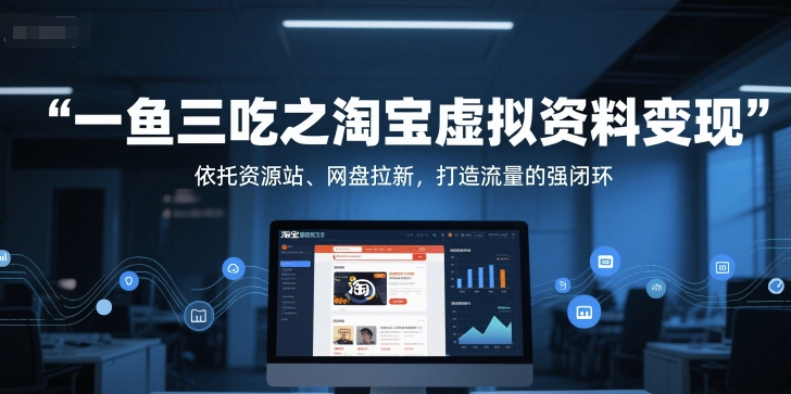 一鱼三吃之淘宝虚拟资料变现，依托资源站、网盘拉新，打造流量的强闭环-百盛轻创