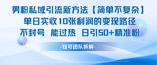 男粉私域引流新方法，单日收10张利润，日引流50+精准粉-小艾项目网