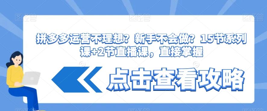 拼多多运营不理想？新手不会做？​15节系列课+2节直播课，直接掌握-百盛轻创