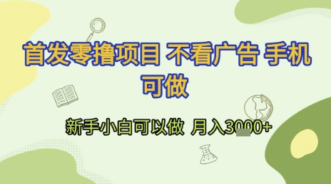 首发零撸项目 不看广告 手机可做 新手小白可以做  月入3k+【揭秘】-小艾项目网