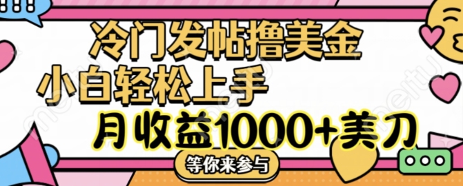 冷门发帖撸美金项目，月收益1000+美金，简单无脑，干就完了【揭秘】-小艾项目网