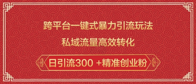 跨平台一键式暴力引流玩法，私域流量高效转化日引流300 +精准创业粉-小艾项目网