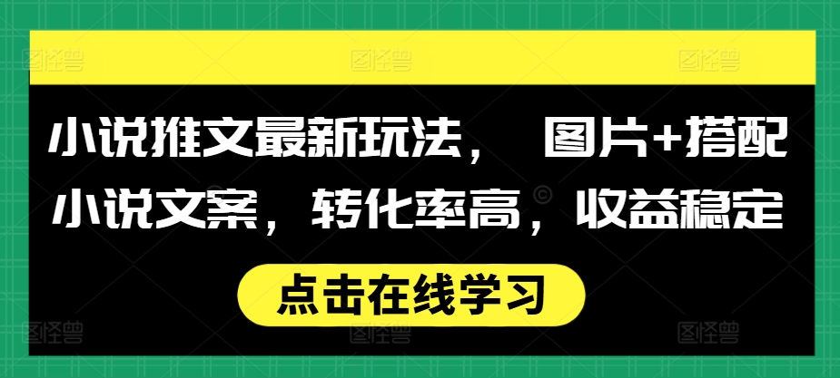 小说推文最新玩法， 图片+搭配小说文案，转化率高，收益稳定-小艾项目网
