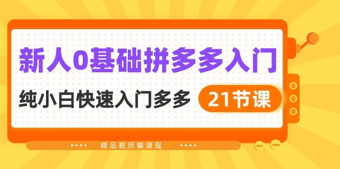 新人0基础拼多多入门，​纯小白快速入门多多(21节课-小艾项目网