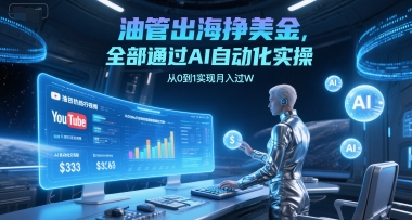 油管出海挣美金，全部通过AI自动化实操，从0到1实现月入过W-百盛轻创