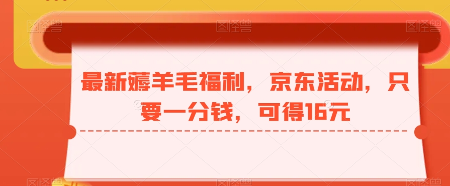 最新薅羊毛福利，京东活动，只要一分钱，可得16元-百盛轻创
