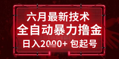六月最新技术全自动暴力撸金，稳定日入2k+包起号，长期稳定【揭秘】-小艾项目网