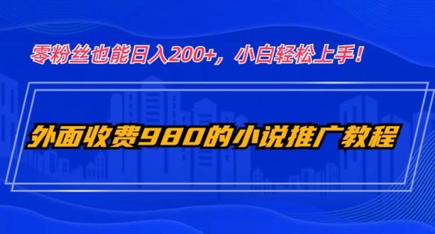 外面收费980的小说推广教程：零粉丝也能日入200+，小白轻松上手！-小艾项目网