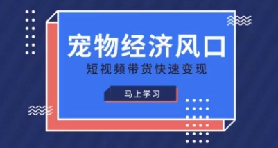 宠物赛道快速变现精品课，宠物经济风口，短视频带货快速变现-小艾项目网