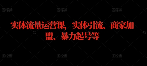实体流量运营课，实体引流、商家加盟、暴力起号等-百盛轻创