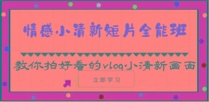 情感小清新短片全能班-教你拍好看的vlog小清新画面(30节课)-百盛轻创