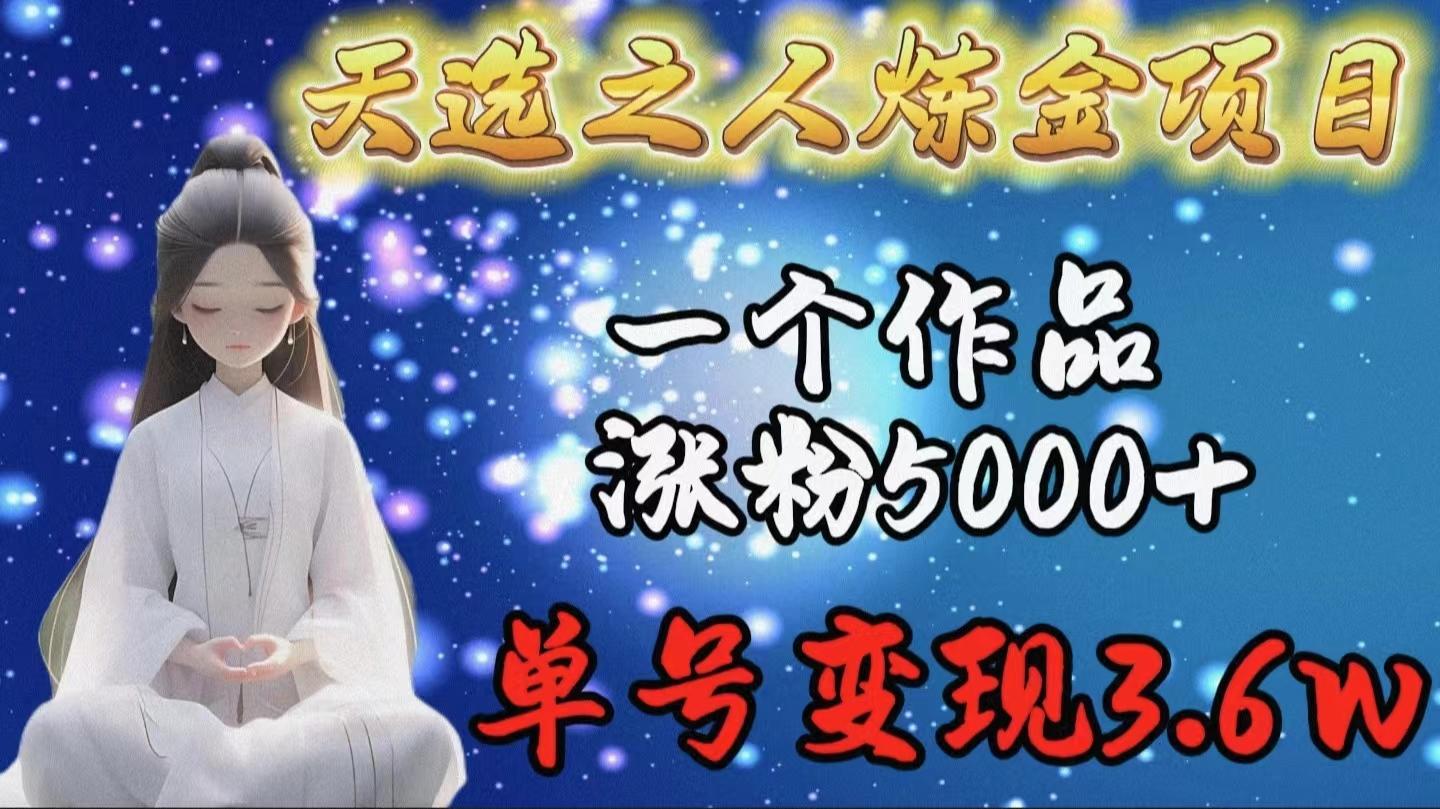 (9693期)天选之人炼金项目，一个作品涨粉5000+，单号变现3.6w-小艾项目网