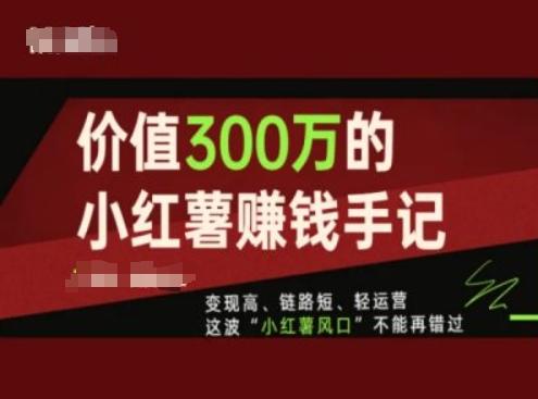 价值300万的小红书赚钱手记，变现高、链路短、轻运营，这波“小红薯风口”不能再错过-百盛轻创