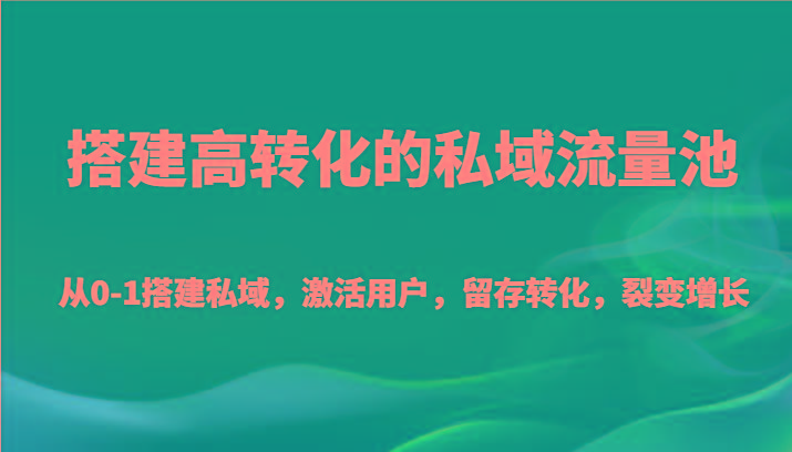 搭建高转化的私域流量池 从0-1搭建私域，激活用户，留存转化，裂变增长(20节课)-百盛轻创