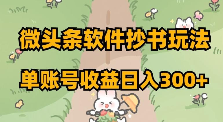 微头条软件抄书玩法，单账号收益日入300+【揭秘】-小艾项目网