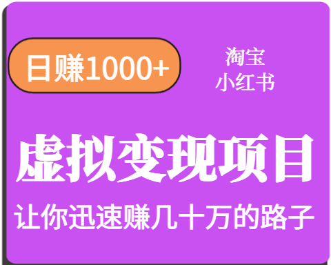 淘宝OR小红书虚拟变现，日赚1000+，多账号操作年收入几十W不等-小艾项目网