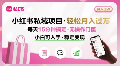 小红书私域项目 月入过W非常轻松 每天15分钟即可搞定，无任何操作门槛，小白可入手-百盛轻创