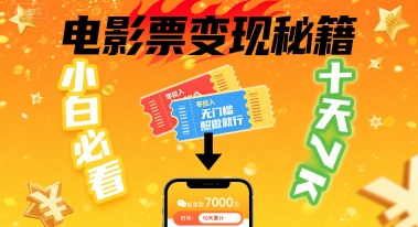小白必看！卖电影票项目，零投入无门槛谁都能做，十天到手 7k，照做就行【揭秘】-小艾项目网