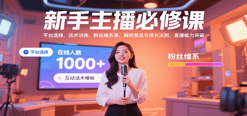 新手主播必修课：平台选择、话术训练、粉丝维系等，解析禁忌与成长法则，突破直播能力-百盛轻创