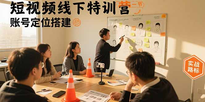 短视频线下特训营：账号定位搭建/口播号拍摄剪辑/直播间流量入口/变现实战-百盛轻创