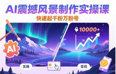 AI震撼风景制作实操课，快速起千粉万粉号-百盛轻创