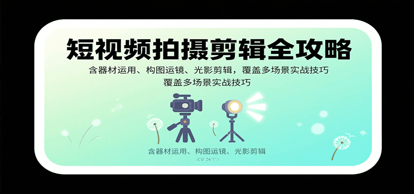 短视频拍摄剪辑全攻略：含器材运用、构图运镜、光影剪辑，覆盖多场景实战技巧-百盛轻创