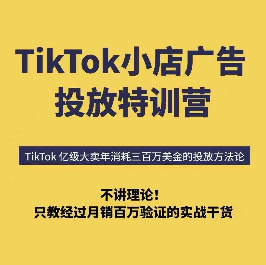 TikTok小店广告投放特训营，6天破局计划专治各种“投不动”，教你经过月销百万验证的实战干货-小艾项目网