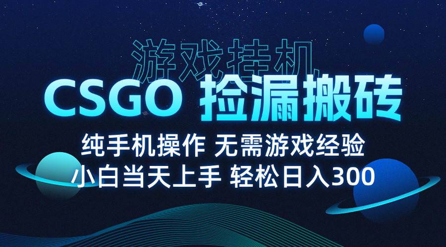8月最新游戏搬砖，CSGO纯挂机，不需要玩游戏，实现真挂机，月入1W+-百盛轻创